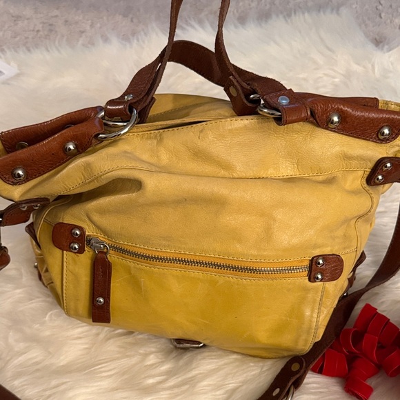 Tano Genuine Leather Studded Mustard Yellow Shoulder Bag? main image 13